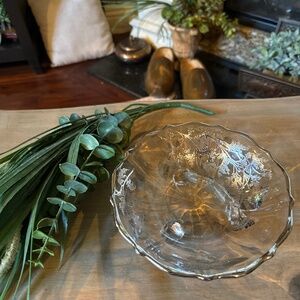 Vintage Silver City Flanders Poppy Sterling Silver Overlay Crystal 3 Footed Bowl